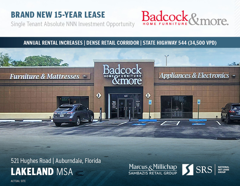 Auburndale, FL Badcock Home Furniture Retail investment sale in