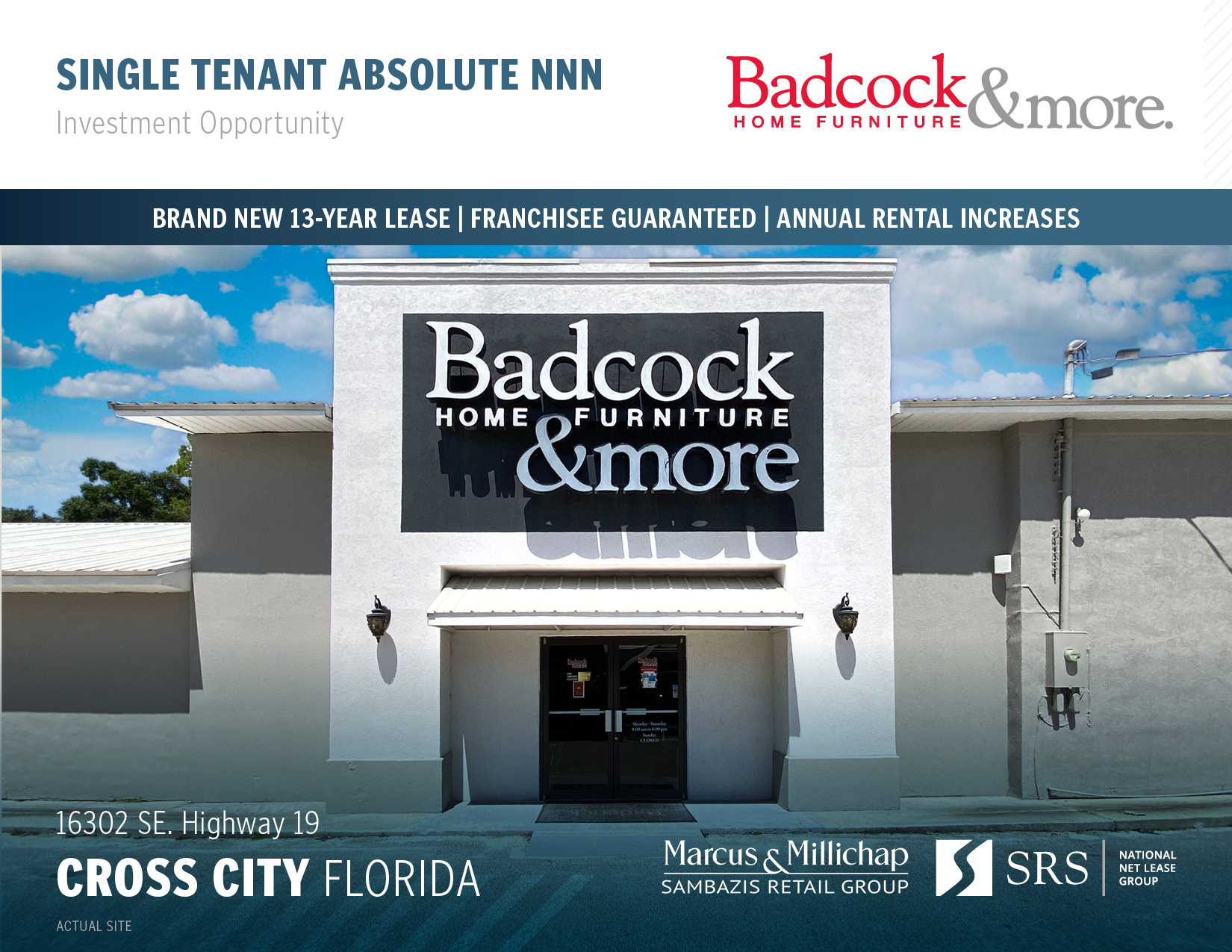 Cross City, FL Badcock Furniture Retail investment sale in Cross